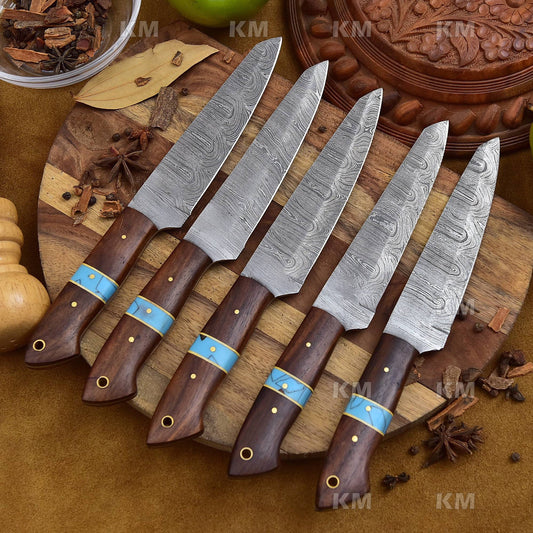 Engraved Steak Knife Set with Rose Wood Handle Valentines Day Gifts, Birthday Gifts, Anniversary Gifts, New year Gifts