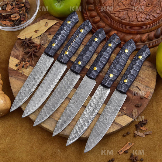 Damascus Steel Steak Knife with Pkka wood Handle Great Finishing Valentines Day Gifts, Birthday Gifts, Anniversary Gifts, New year Gifts