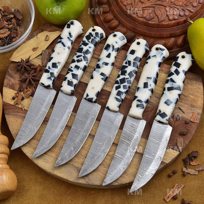 Handmade Damascus Steel Steak Knife with Unique Handle Great Finishing Valentines Day Gifts Birthday Gifts Anniversary Gifts New year Gifts