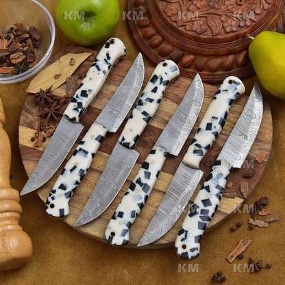 Handmade Damascus Steel Steak Knife with Unique Handle Great Finishing Valentines Day Gifts Birthday Gifts Anniversary Gifts New year Gifts