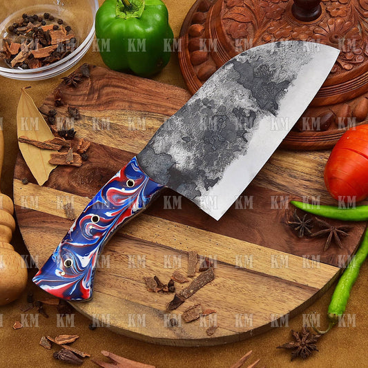 SERBIAN CLEAVER / Handmade Serbia Knife Full Tang Cleaver Turkey Cutting outdoor Cooking Valentines Day