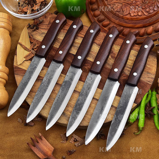 6 Piece Personalized Steak Knife Set, Engraved Steak Knives Valentines Day Gifts, Birthday Gifts, Anniversary Gifts