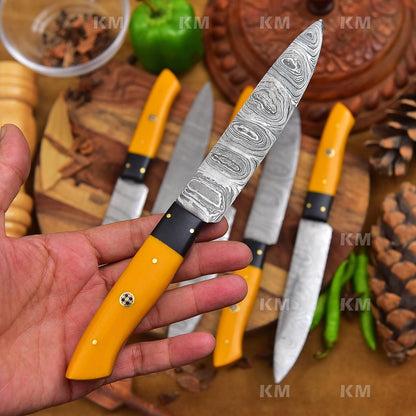 Steak Knives Set 6 Pcs Damascus Steel Knives Custom Handmade BBQ Grilling Knives Birthday Gifts Valentines Day Gifts