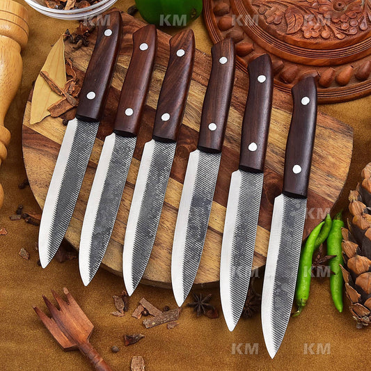 6 Piece Personalized Steak Knife Set, Engraved Steak Knives Valentines Day Gifts, Birthday Gifts, Anniversary Gifts